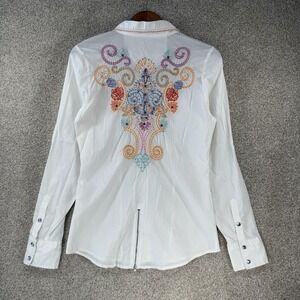 Roar Women's Western Snap Shirt M Embroidered Embellished Cowgirl Y2K Rodeo